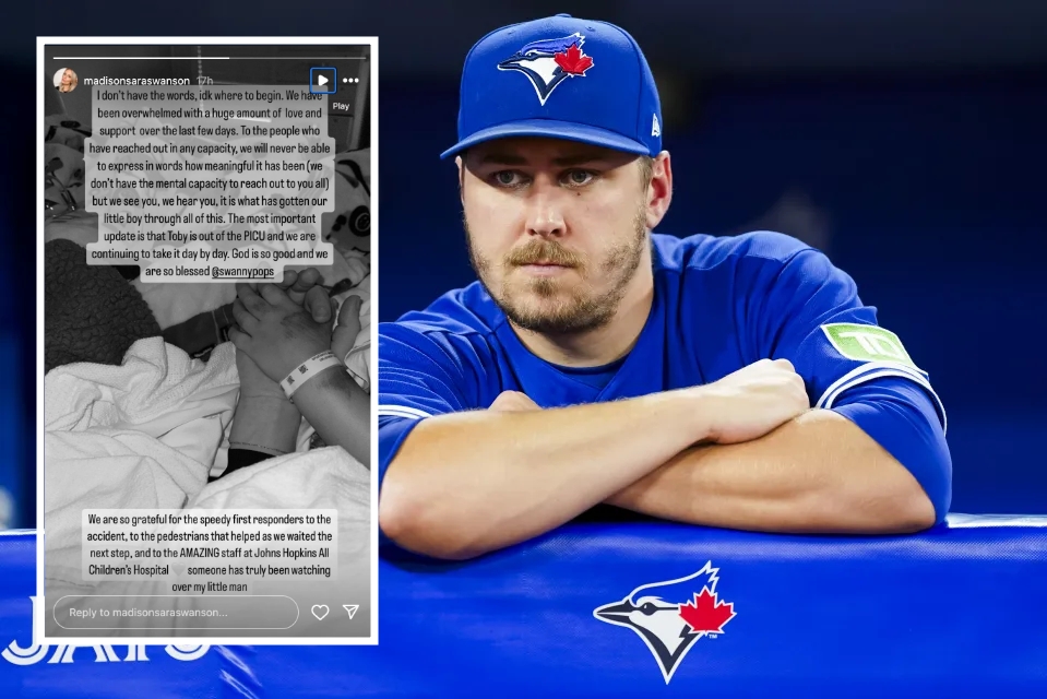 Young son of Blue Jays P Erik Swanson out of ICU after being struck by ...