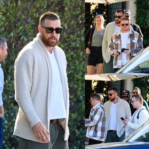 Travis Kelce dons dark glasses as he is spotted grabbing lunch with ...