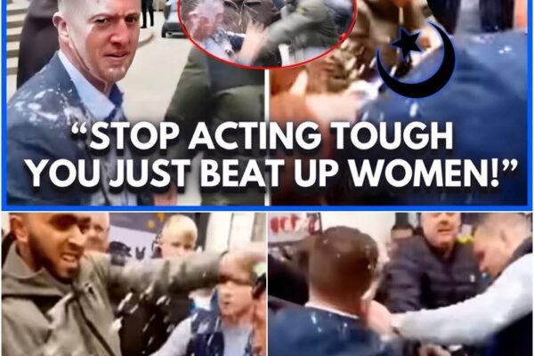 Muslim man throws milkshake on Tommy Robinson, soon regrets it!